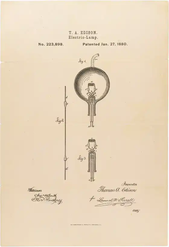 Dessin de brevet de l’ampoule d’Edison